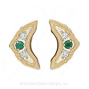 GS047-2 E/D - 14 Karat Gold Slide with Emerald center and Diamond accents 